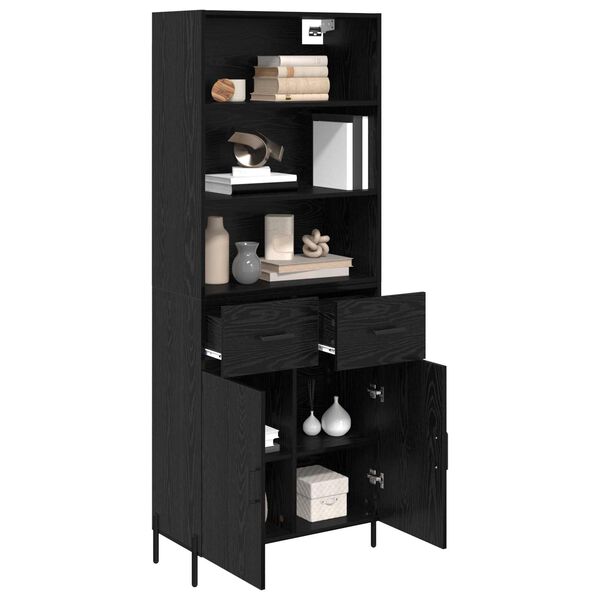 vidaXL Haut Armoire Ch&ecirc;ne noir 69,5 x 34 x 180 cm Bois d'ing&eacute;nierie