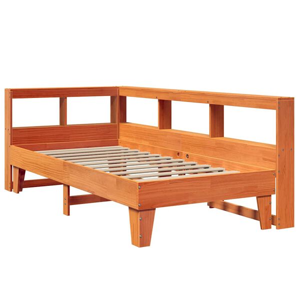 vidaXL Lit biblioth&egrave;que sans matelas cire marron 90x190 cm pin massif