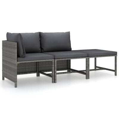 vidaXL Salon de jardin 7 pcs avec coussins Résine tressée Gris