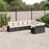 vidaXL Salon de jardin 9 pcs avec coussins noir r&eacute;sine tress&eacute;e