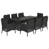 vidaXL Ensemble &agrave; manger de jardin 9pcs coussins noir r&eacute;sine tress&eacute;e