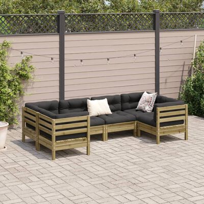 vidaXL Salon de jardin 6 pcs avec coussins bois de pin imprégné