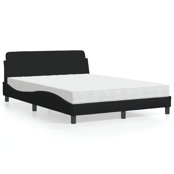 vidaXL Lit avec matelas Dover noir 140x200 cm tissu