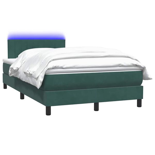 vidaXL Sommier &agrave; lattes de lit et matelas et LED vert fonc&eacute; 120x210cm velours
