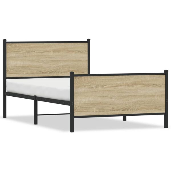 vidaXL Cadre de lit en métal sans matelas chêne sonoma 100x190 cm