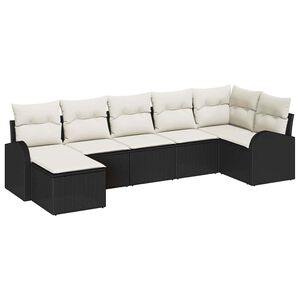 vidaXL Ensemble de Canap&eacute;s avec coussin 7 pcs Noir polyrotin