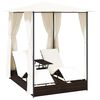 vidaXL Chaise longue double avec rideaux R&eacute;sine tress&eacute;e Marron