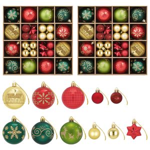vidaXL Ensemble de boules de No&euml;l 88 pc Rouge, dor&eacute; et vert &Oslash; 6 cm