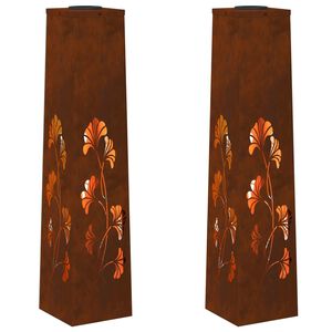 vidaXL Lumi&egrave;re de chemin LED solaire 2 pc Blanc chaud 18 x 18 x 80 cm
