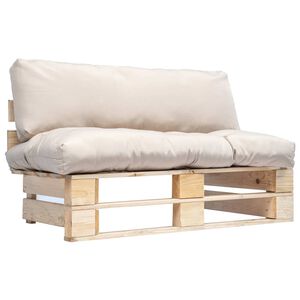 vidaXL Canap&eacute; de jardin palette avec coussins sable Pin&egrave;de