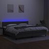 vidaXL Sommier &agrave; lattes de lit et matelas et LED Gris fonc&eacute; 200x200 cm