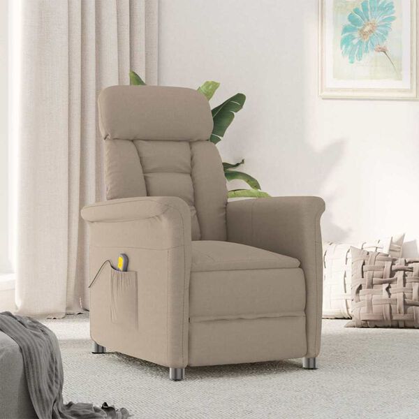 vidaXL Chaise de massage avec coussin Taupe 70.5 x 96.5 x 95 cm tissu