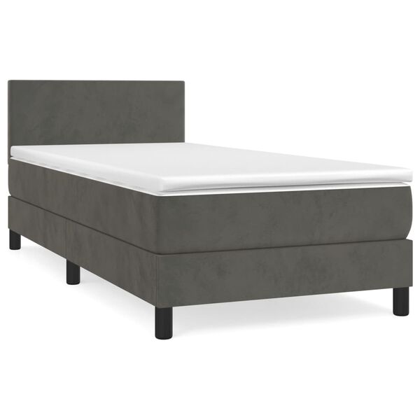 vidaXL Sommier &agrave; lattes de lit avec matelas Gris fonc&eacute; 100x200 cm