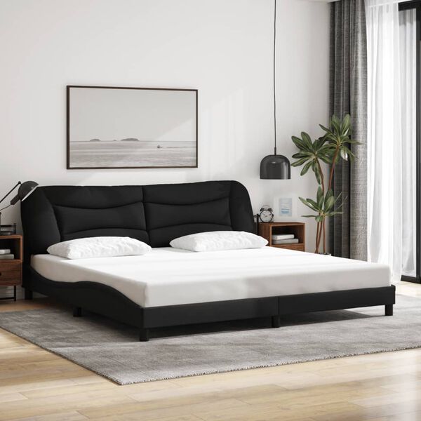 vidaXL Cadre de lit avec LED sans matelas Hvar noir 200x200 cm tissu
