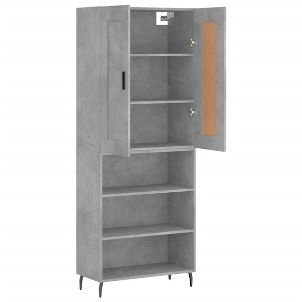 vidaXL Buffet haut Gris b&eacute;ton 69,5x34x180 cm Bois d'ing&eacute;nierie