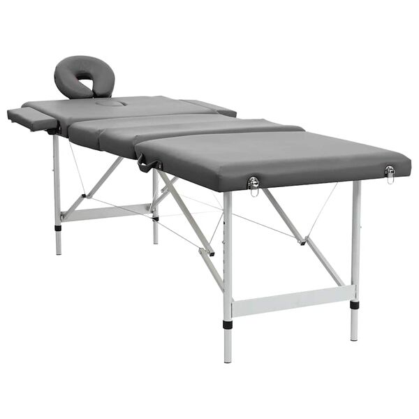 vidaXL Table de massage 4 zones Cadre en aluminium Anthracite 186x68cm