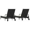 vidaXL Chaises longues avec coussins lot de 2 noir r&eacute;sine tress&eacute;e