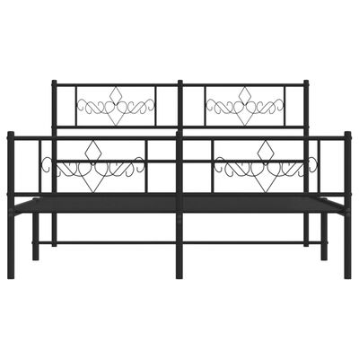 vidaXL Cadre de lit métal sans matelas avec pied de lit noir 135x190cm