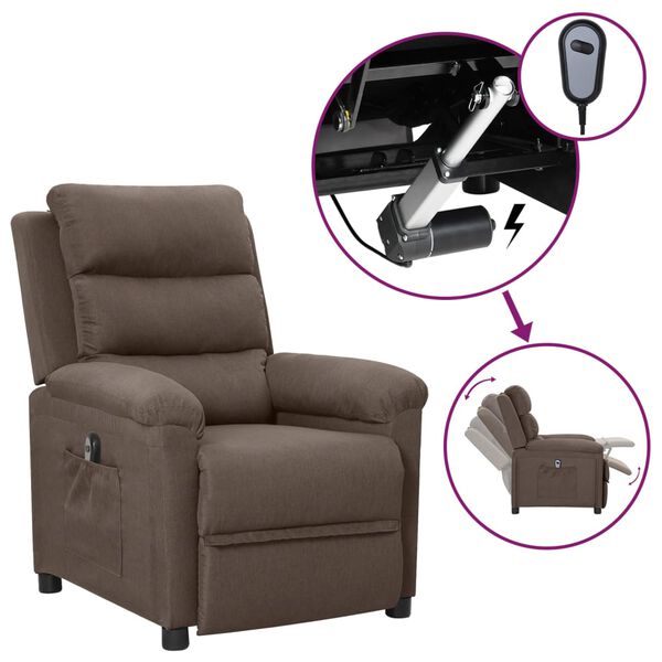 vidaXL Fauteuil inclinable &eacute;lectrique Taupe Tissu