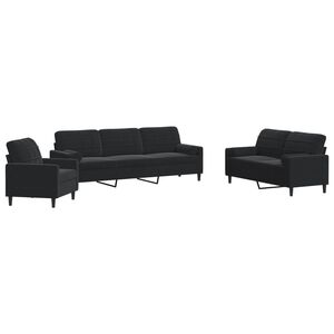 vidaXL Ensemble de canap&eacute;s 3pcs et coussins et traversins noir velours