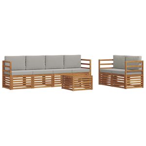 vidaXL Ensemble de canap&eacute;s d'ext&eacute;rieur 7 pc Gris Naturel et Clair