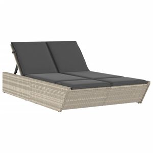 vidaXL Chaise longue double avec coussins gris clair r&eacute;sine tress&eacute;e