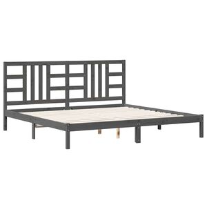 vidaXL Cadre de lit sans matelas gris 200x200 cm bois massif