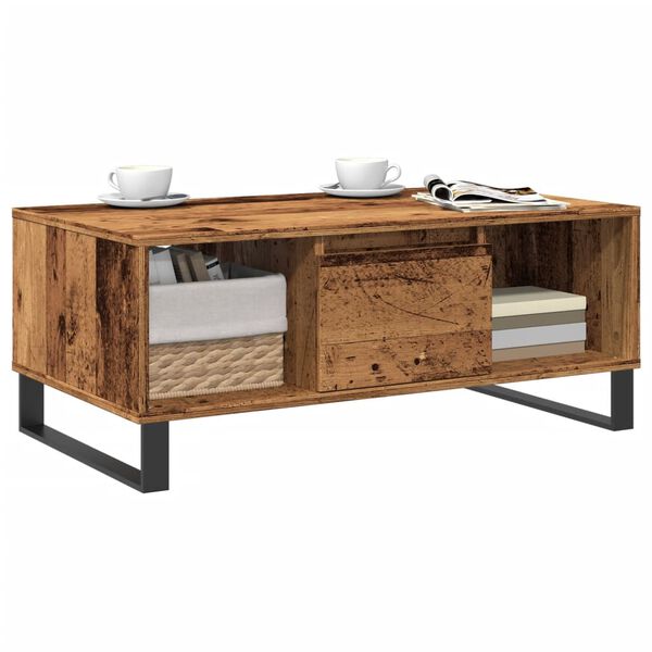 vidaXL Table basse vieux bois 90x50x36,5 cm bois d'ing&eacute;nierie