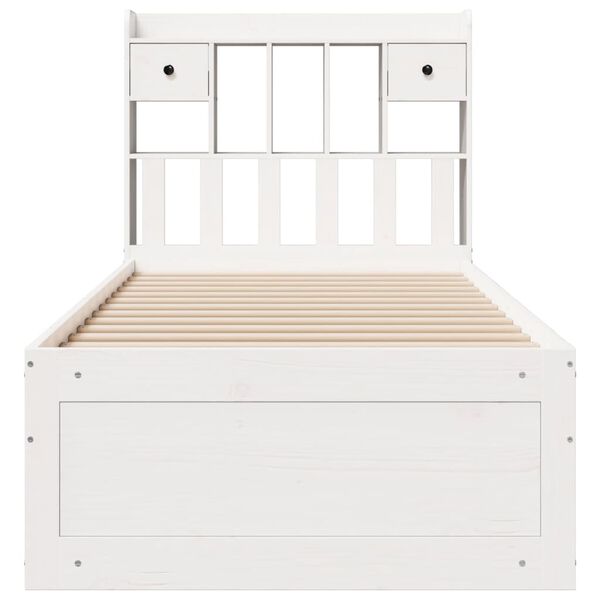vidaXL Lit bibliothèque sans matelas blanc 75x190cm bois de pin massif
