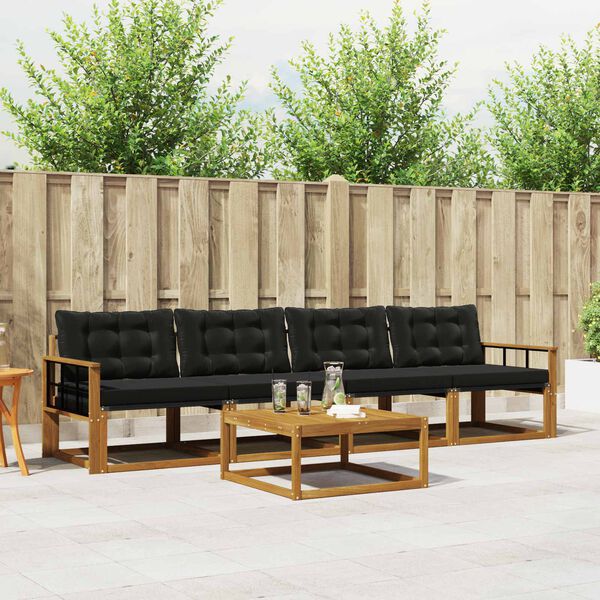 vidaXL Ensemble de canap&eacute;s d'ext&eacute;rieur 5 pcs Naturel et Noir