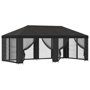 vidaXL Gazebo avec murs lat&eacute;raux 6 x 3 m Anthracite Polyester et Acier