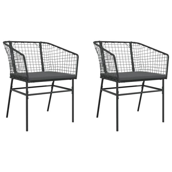 vidaXL Chaises de jardin lot de 2 avec coussins noir r&eacute;sine tress&eacute;e