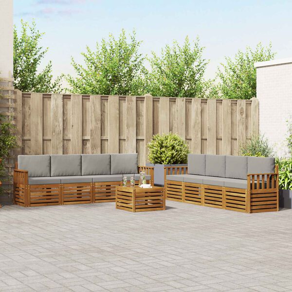 vidaXL Ensembles de canap&eacute;s avec coussin 9 pcs Gris Naturel et Clair