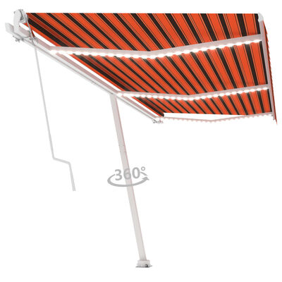 vidaXL Auvent automatique capteur de vent LED 600x350 cm Orange marron