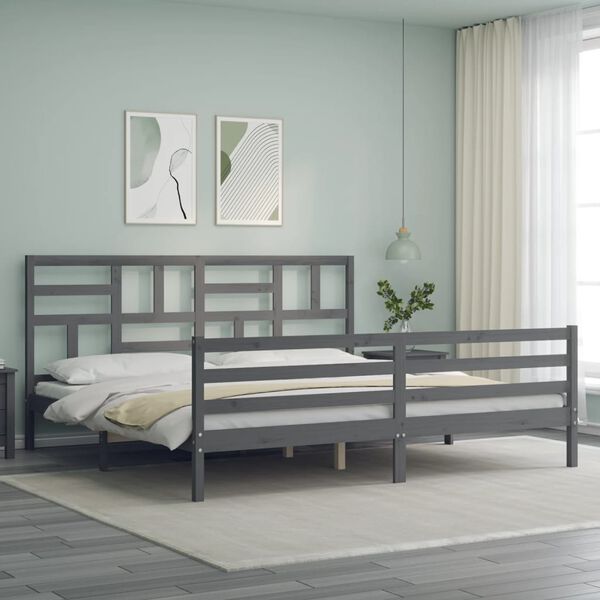 vidaXL Cadre de lit sans matelas gris 200x200 cm bois massif