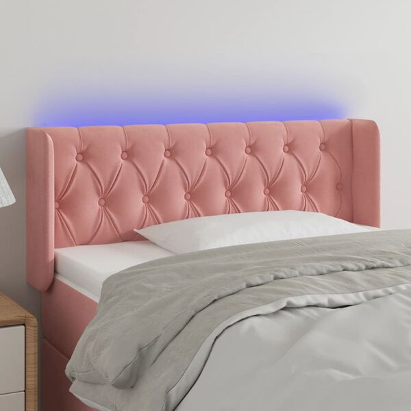 vidaXL T&ecirc;te de lit &agrave; LED Rose 93x16x78/88 cm Velours