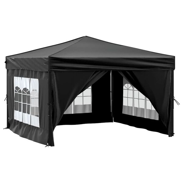 vidaXL Tente de réception pliable avec parois Noir 3x3 m