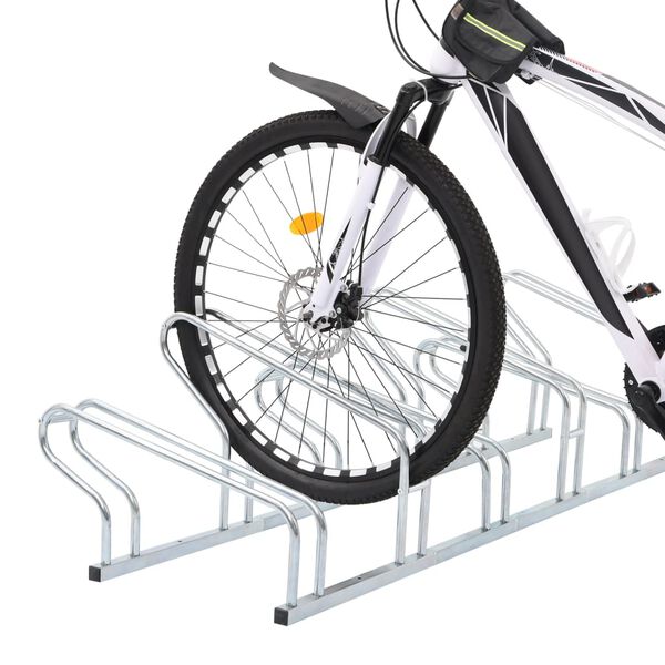 vidaXL Support de v&eacute;lo au sol autoportant pour 6 v&eacute;los acier galvanis&eacute;