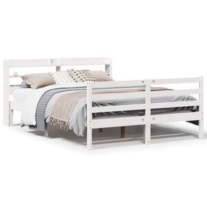 vidaXL Cadre de lit et t&ecirc;te de lit sans matelas blanc 135x190 cm