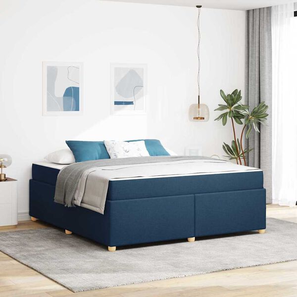vidaXL Cadre de lit avec matelas Bleu 180 x 200 cm tissu