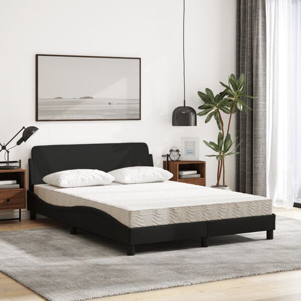 vidaXL Lit avec matelas Dover noir 120x200 cm tissu