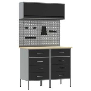 vidaXL Ensemble de placards de travail avec tiroir 5 pcs Noir