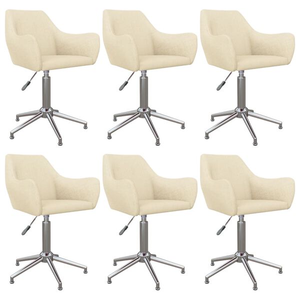 vidaXL Chaises pivotantes &agrave; manger lot de 6 Cr&egrave;me Tissu