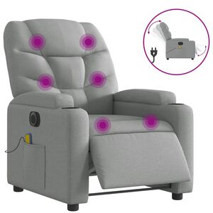 vidaXL Fauteuil de massage inclinable &eacute;lectrique gris clair tissu