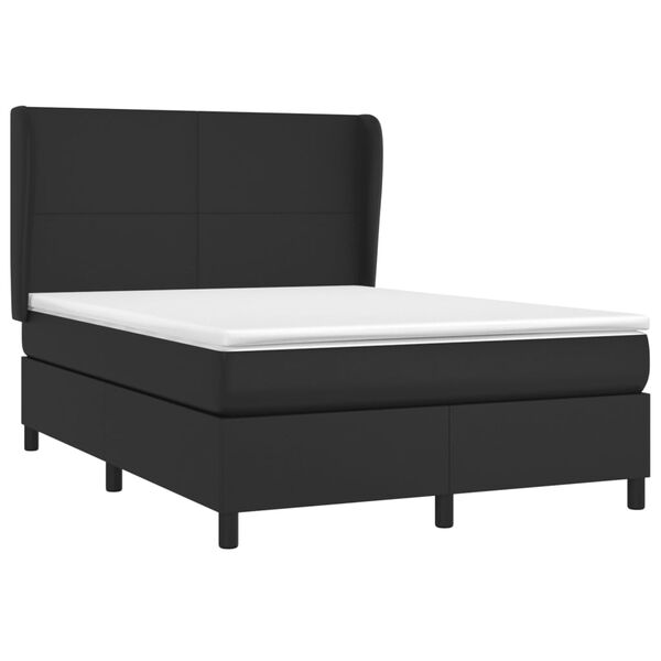 vidaXL Sommier &agrave; lattes de lit avec matelas Noir 140x190 cm Similicuir