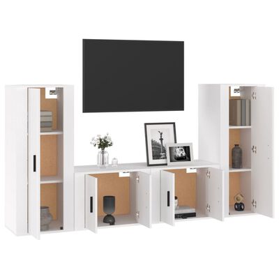 vidaXL Ensemble de meubles TV 4 pcs Blanc brillant Bois d'ingénierie