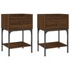vidaXL Tables de chevet 2pcs ch&ecirc;ne brun 40,5x31x60cm bois d&rsquo;ing&eacute;nierie