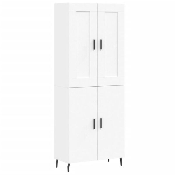 vidaXL Buffet haut Blanc 69,5x34x180 cm Bois d'ing&eacute;nierie