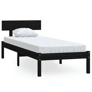vidaXL Cadre de lit sans matelas noir bois de pin massif