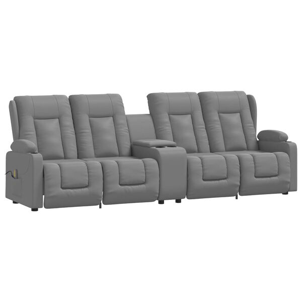 vidaXL Fauteuil inclinable et porte-gobelets 4 places gris similicuir